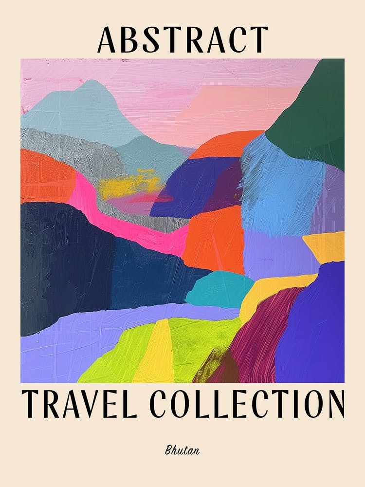 Abstract Travel Collection Poster Bhutan 2