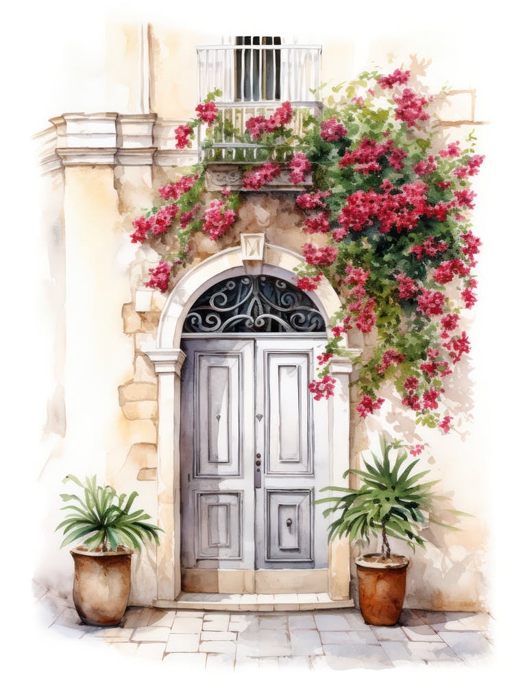 Lecce, Italy   Mediterranean Doors Watercolour Painting 4