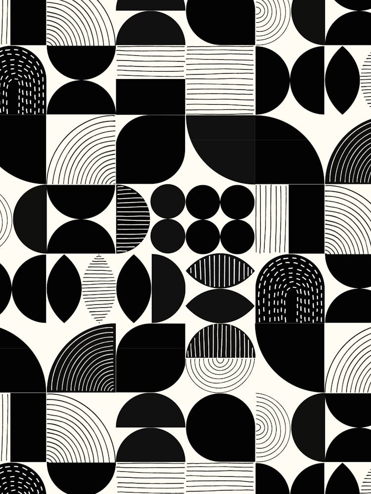 Modern Art Geometric Shapes Black and White