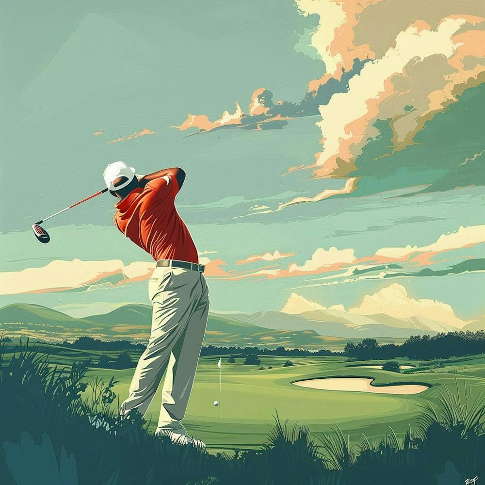 A Golfer Teeing Off Lofi Illustration 1718673009 2