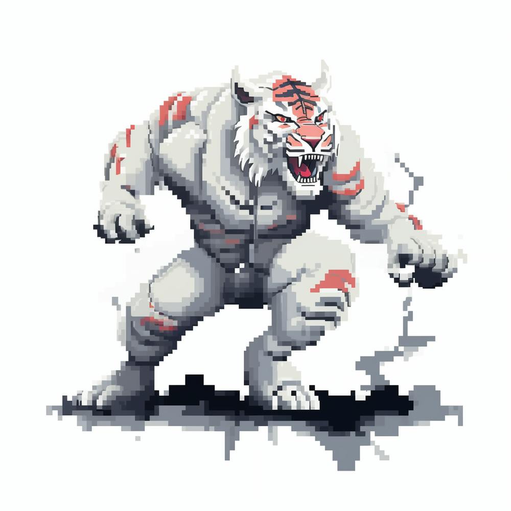 Pixel Art - White Tiger Fighter #1