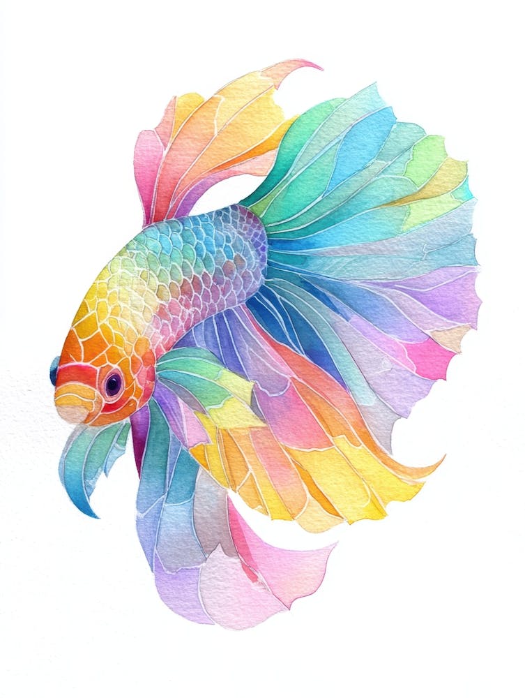 Watercolor Siamese Fish 2
