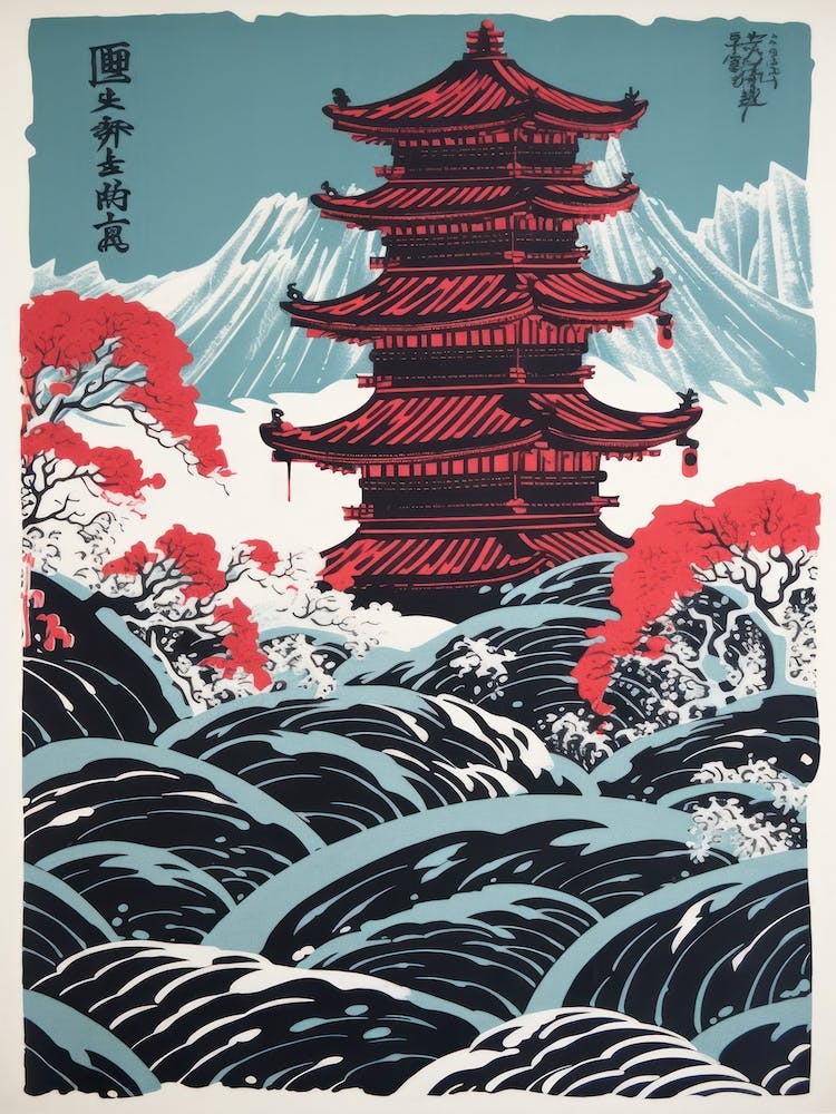Japan Linocut Illustration Style 2