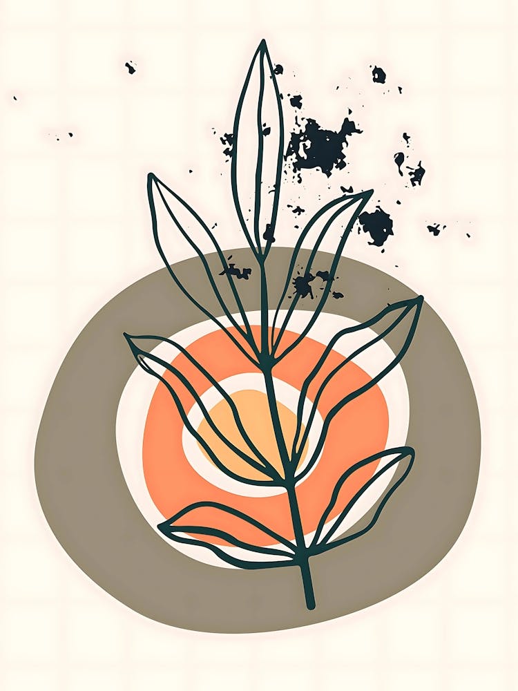 Abstract botanical minimalist leaves