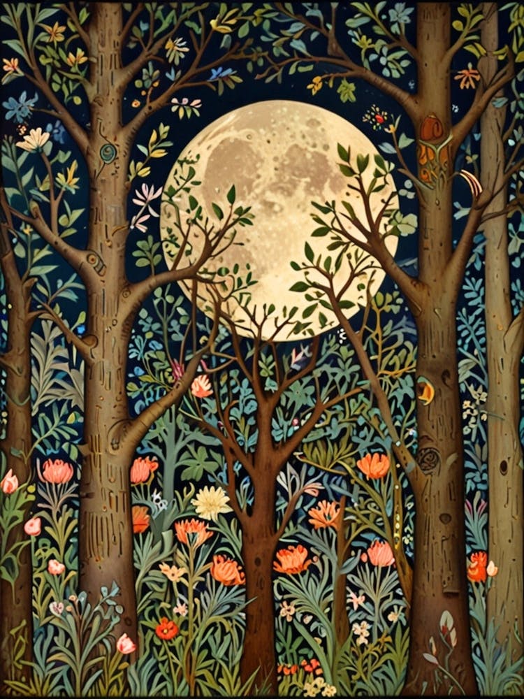 William Morris Vollmond im Wald 9