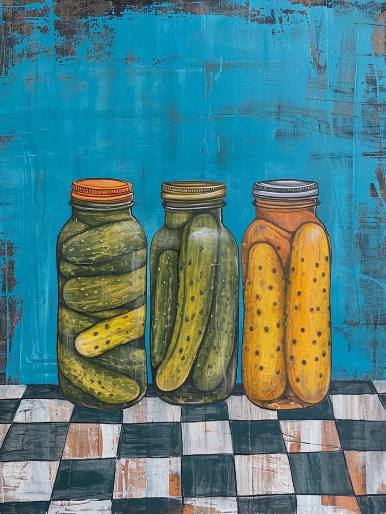Pickles In Jars Blue Checkerboard 1