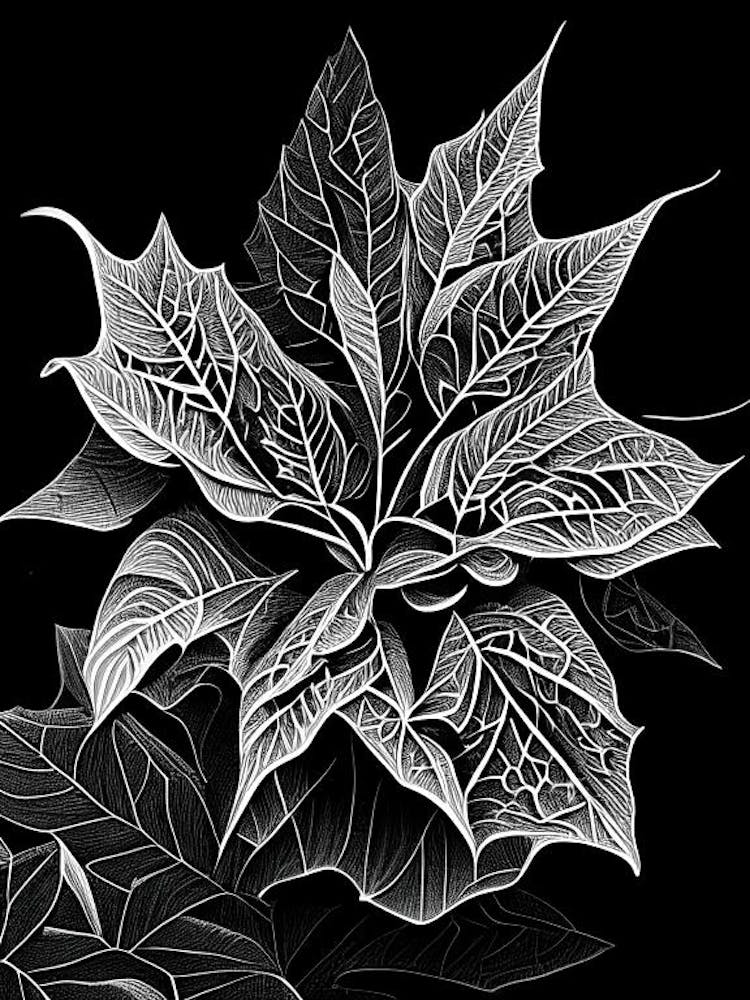 Poinsettia Leaf Linocut 2