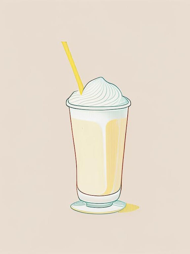 Vanilla Milkshake Dairy Food Minimal Line Drawing 1