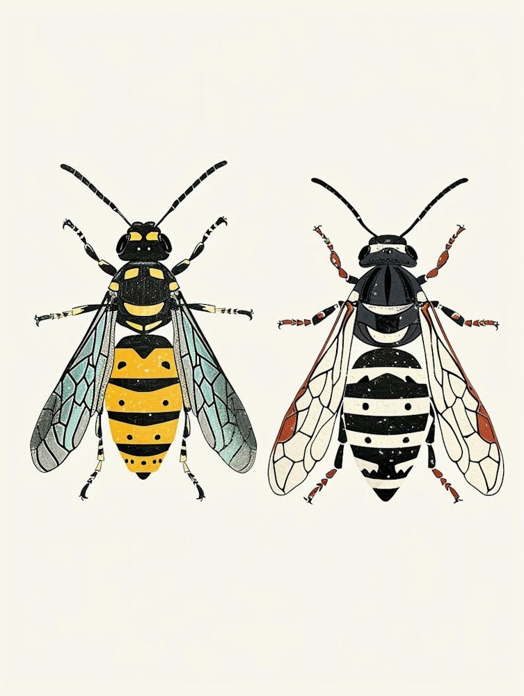 Colourful Insect Illustration Yellowjacket 9