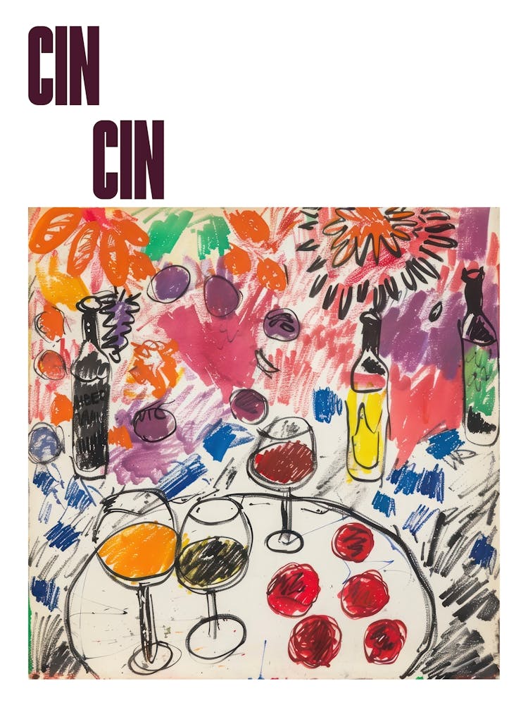 Cin Cin Poster Wine With Friends Matisse Style 4