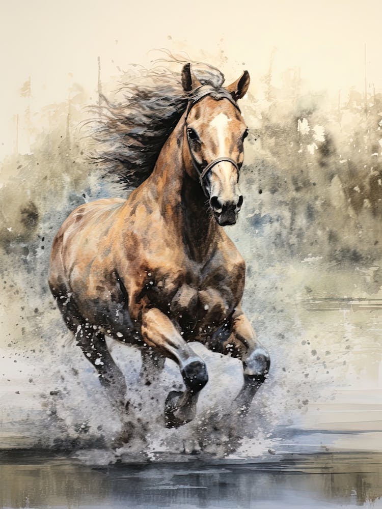 A Horse Painting In The Style Of Dry On Dry Technique 3