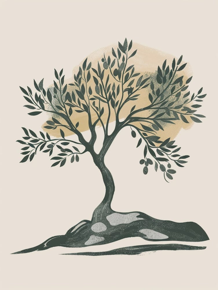 Olive Tree Minimal Japandi Illustration 2