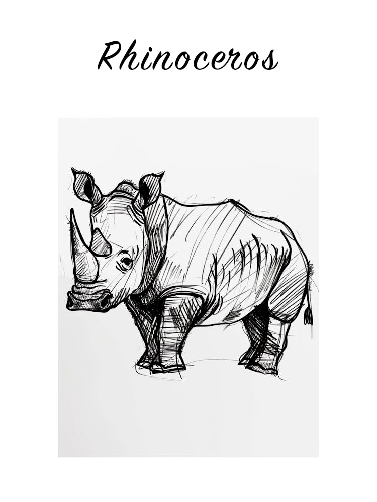 B&W Rhinoceros Poster