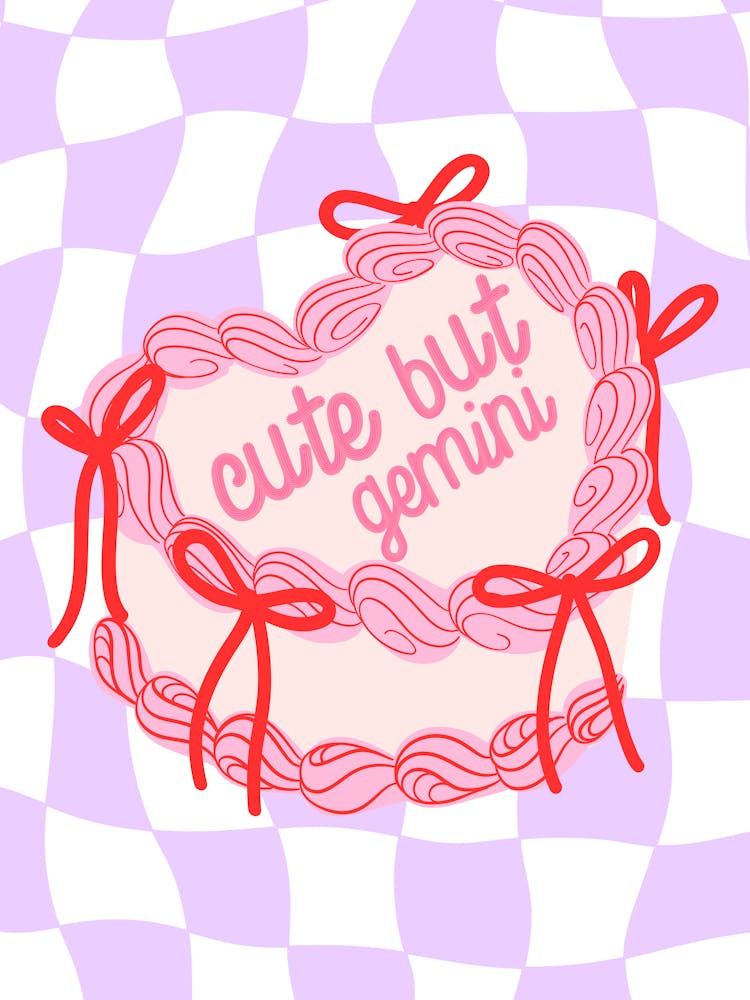Cute But Gemini Heart Cake