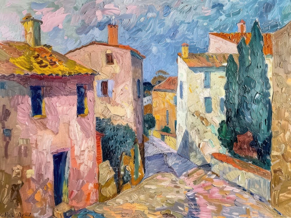 Village Streets Daydreams Painting Inspired By Paul Cezanne