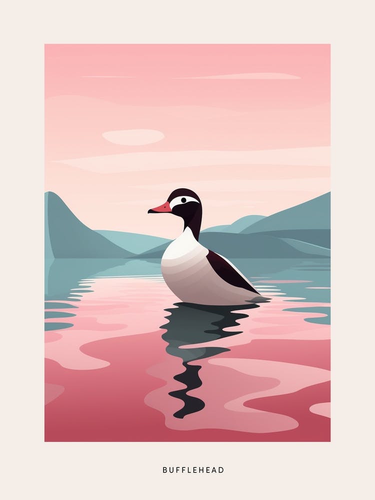 Minimalistischer Büffelkopfente 2 Vogel-Poster