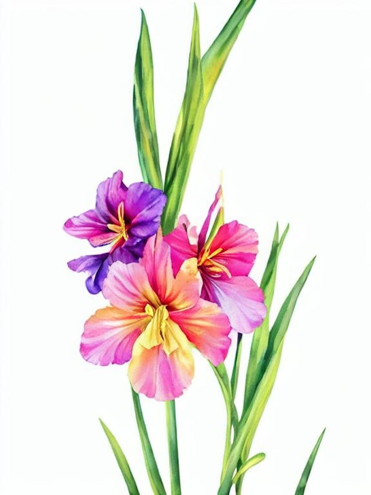 Glaïeuls 2 Fleur à l'Aquarelle