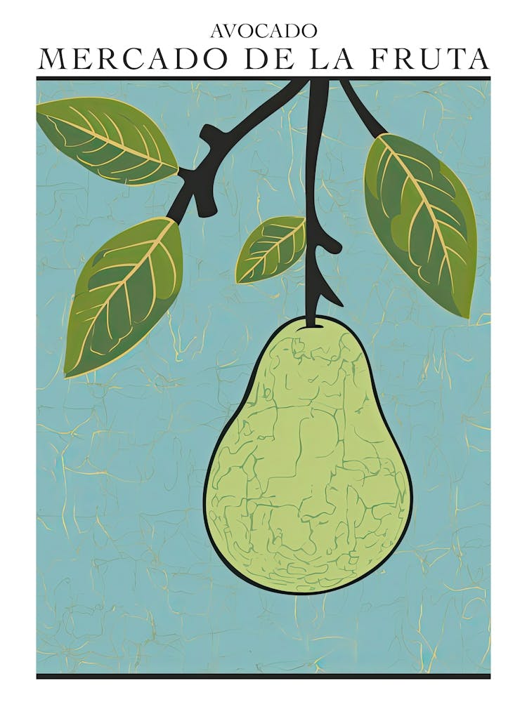 Mercado De La Fruta Illustration Avocat 1 Affiche