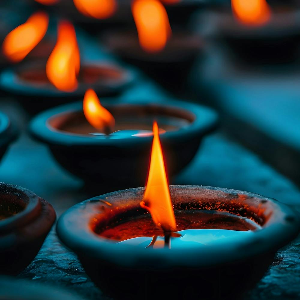 Lit Candles On A Table