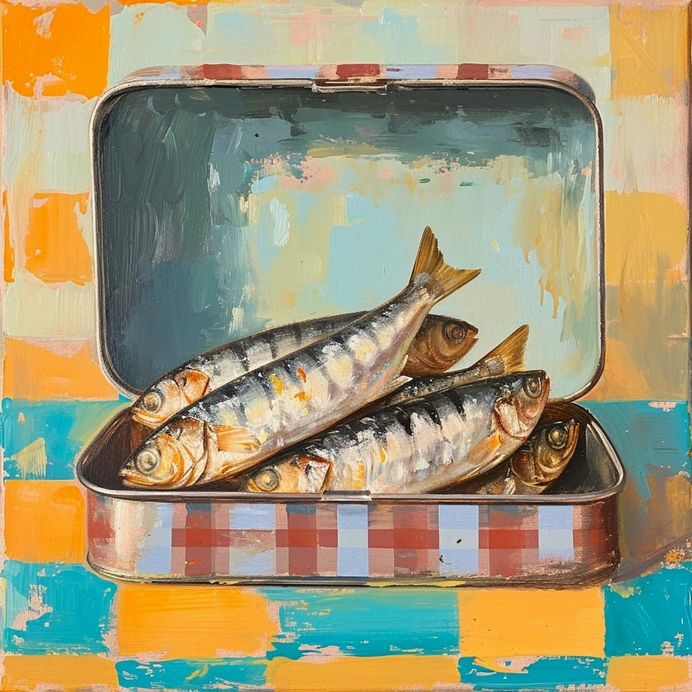 Sardines In A Tin Pastel Checkerboard 2