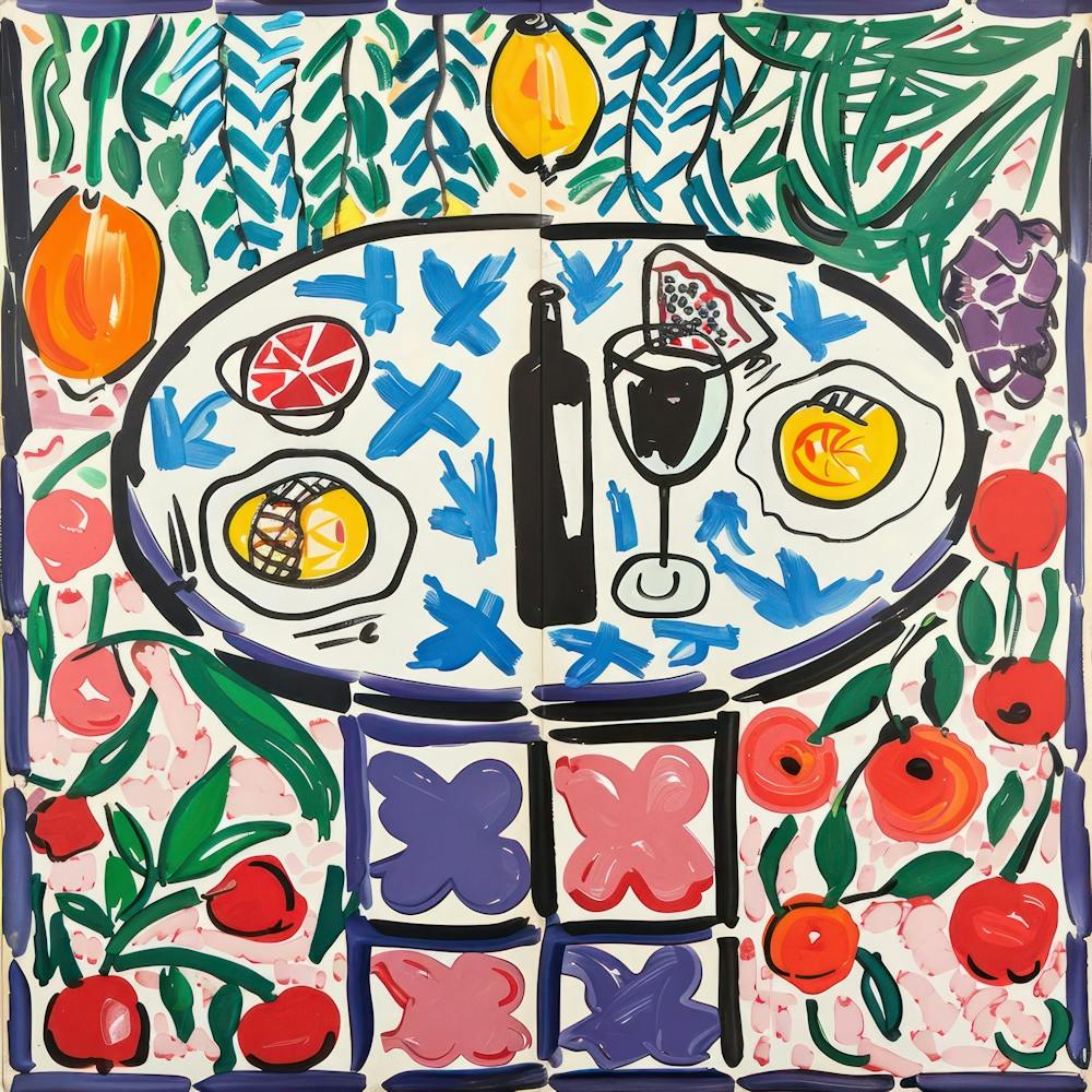 Table With Wine Matisse Style 4