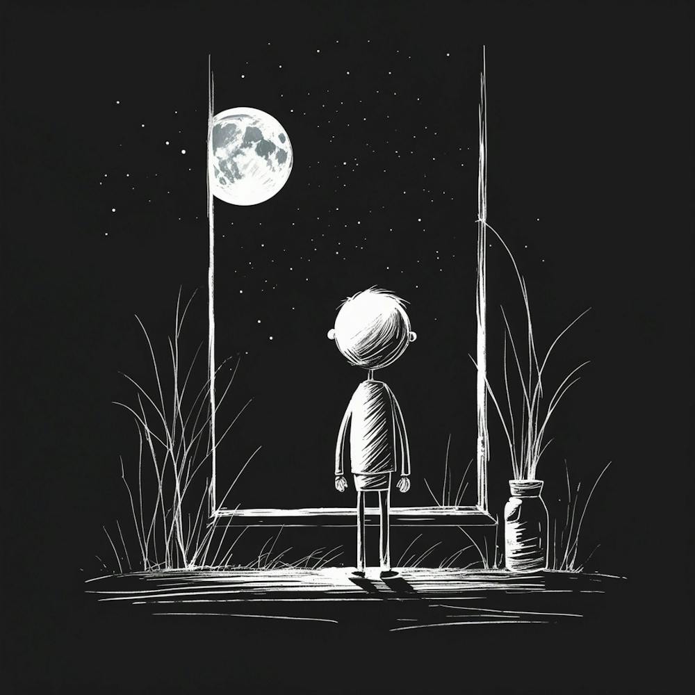 Boy Looking At The Moon
