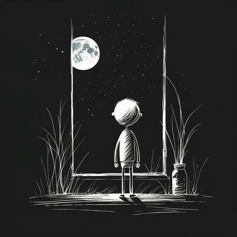 Boy Looking At The Moon