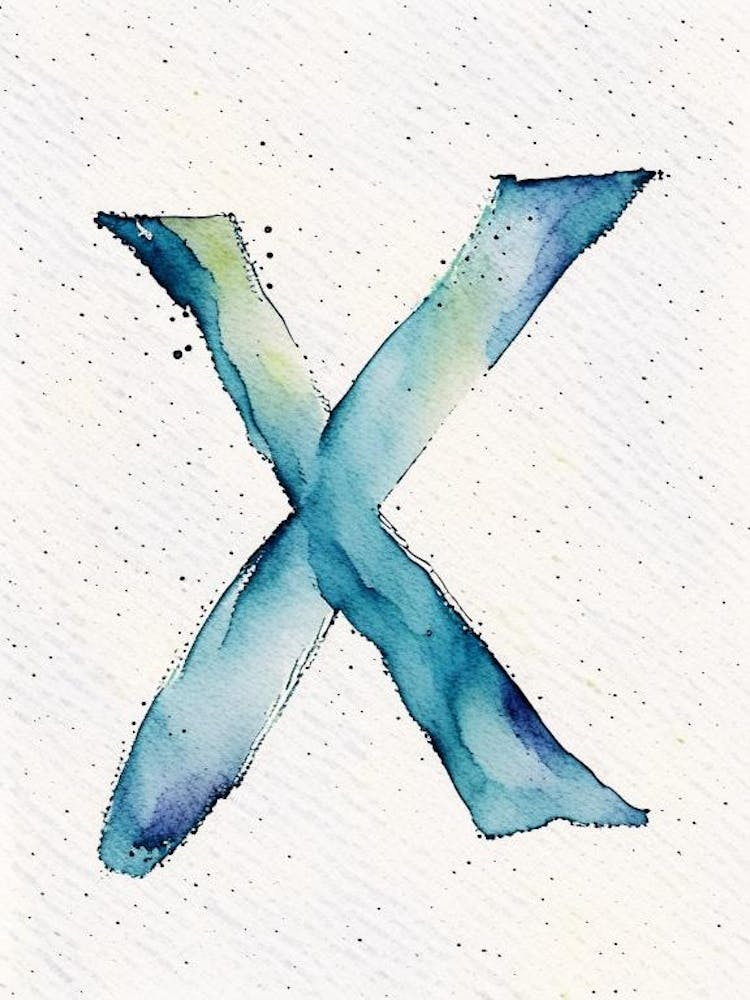 Lettre X, Alphabet Aquarelle Minimaliste 9