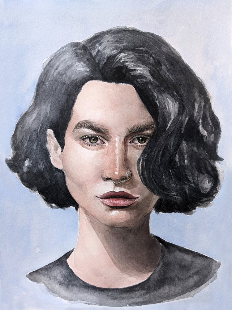 Watercolor portrait of a girl