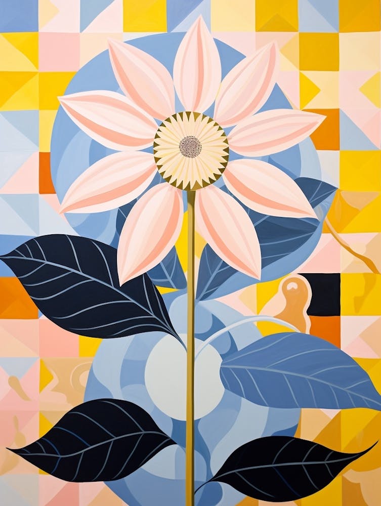Sunflower 2 Hilma Af Klint Inspired Pastel Flower Painting
