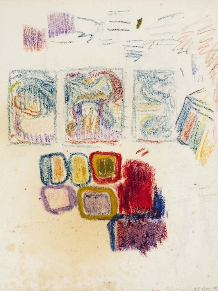 Luonnos Veljesvala Seinämaalaukseen Ja Värejä, 1912 By Magnus Enckell