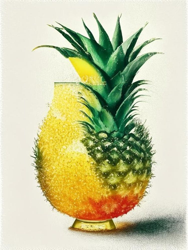 Pineapple Margarita Pointillism Cocktail Poster