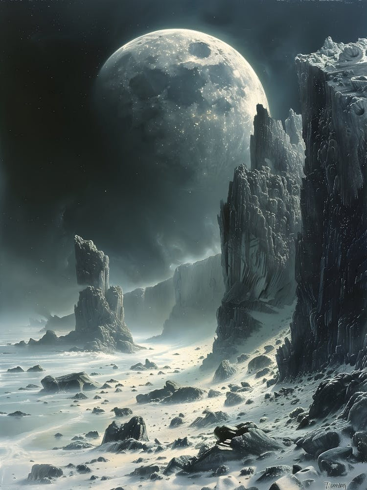 Moonscape Bichromatic, Surrealism, Impressionism