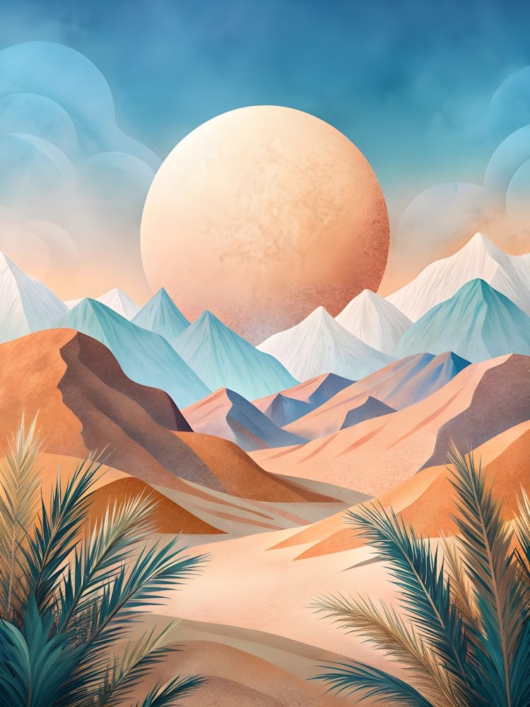 A Peaceful Abstract Desert Scene Featuring Muted 2