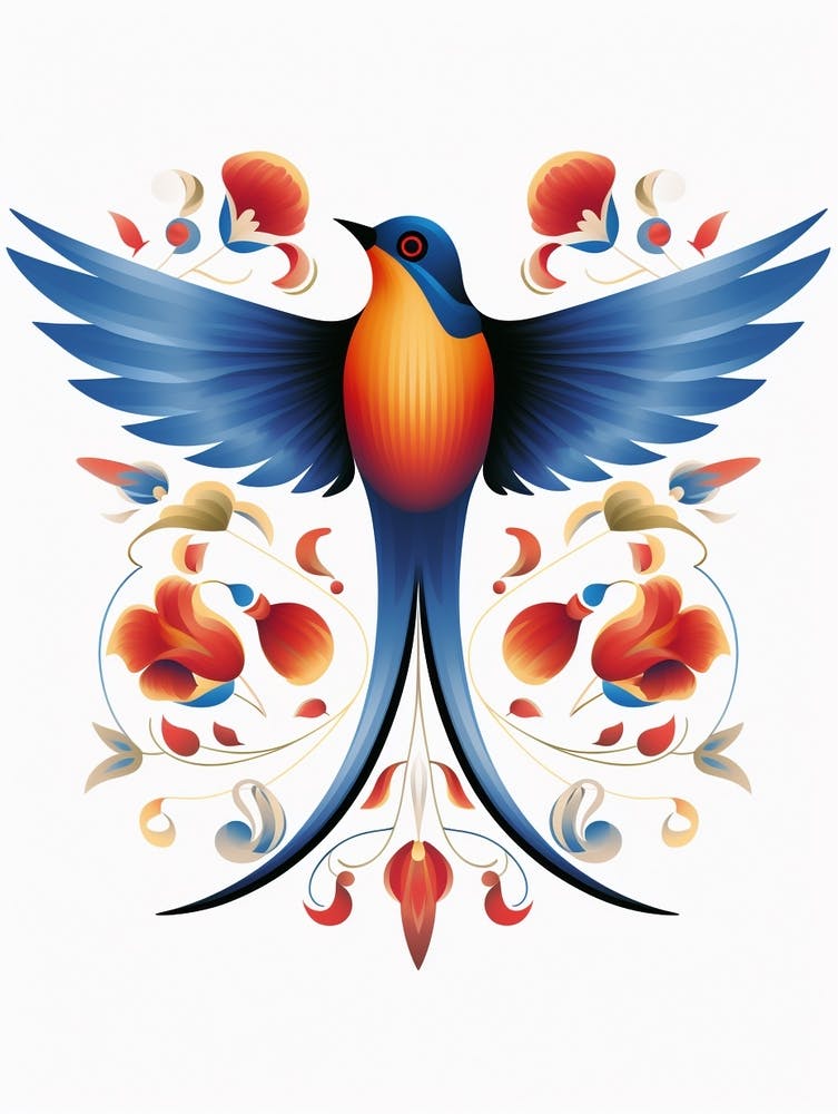 Scandinavian Bird Illustration Barn Swallow 1