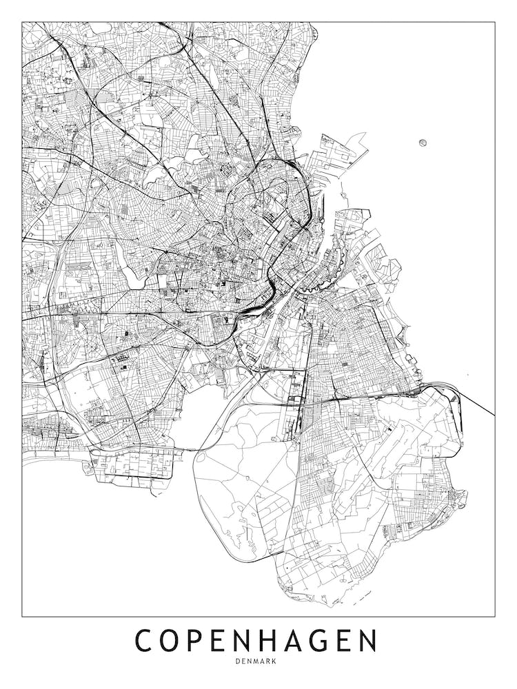 Copenhagen White Map