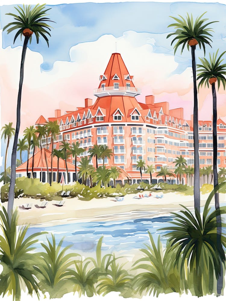 Hotel Del Coronado   Coronado, California   Resort Storybook Illustration 2