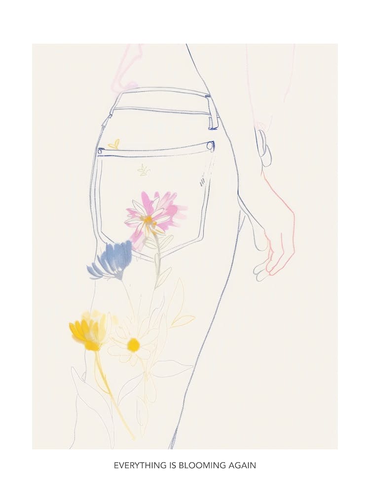 Everything Is Blooming Again Poster Jean Line Art Flowers 3