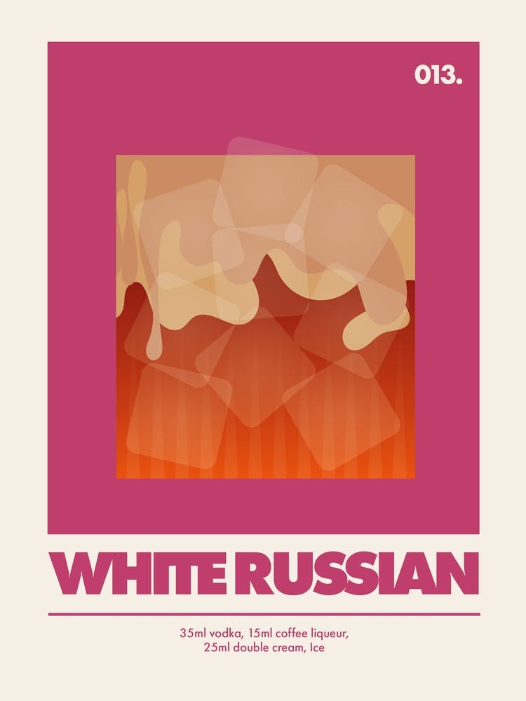 White Russian, Cocktail Print (Dusk Pink)