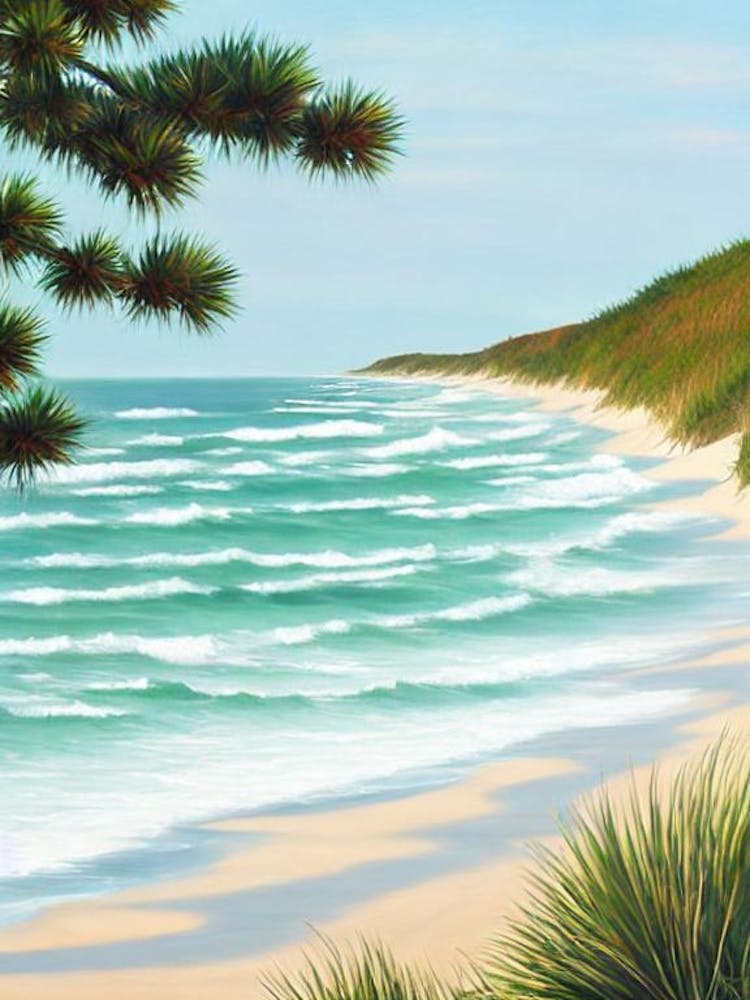 Outer Banks Beach, North Carolina Contemporary Illustration  