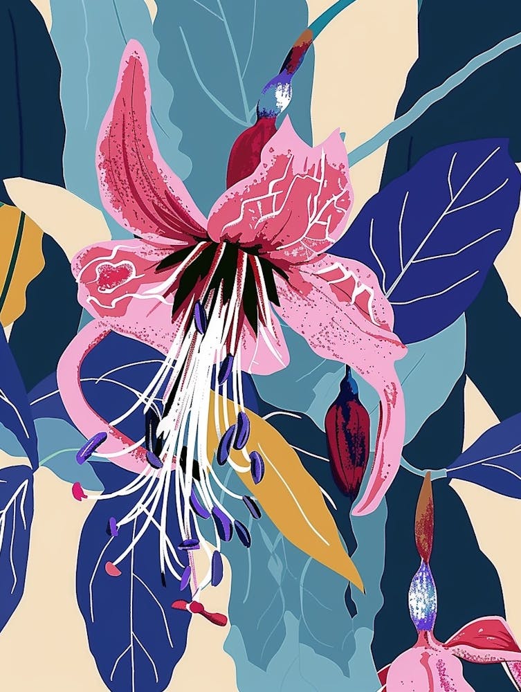 Colourful Flower Illustration Fuchsia 4