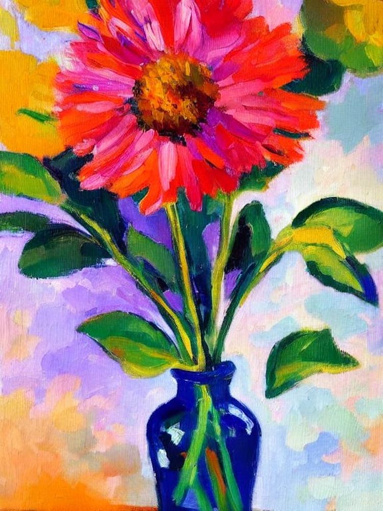 Aster Floral Abstract Block Colour Flower