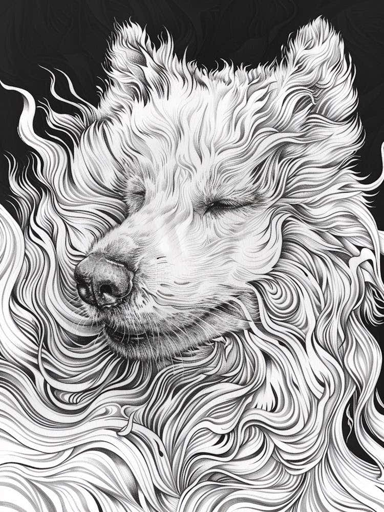 Dog In The Wind Line Sketch 1