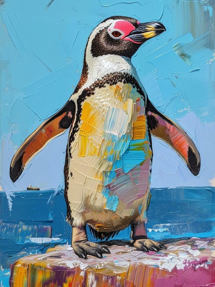 Galapagos Penguin St Kilda Breakwater Colour Block Painting 4