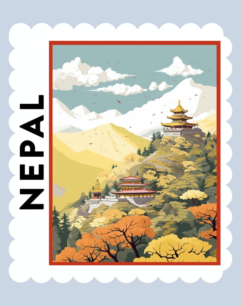 Nepal 1 Travel Stamp Poster
