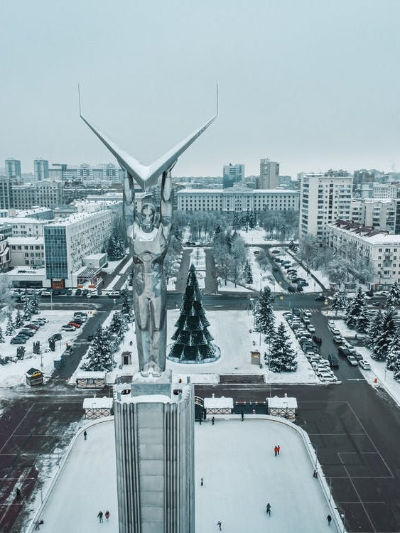 Samara Cityscape Wall Art - Russian Winter Posters - Monument of Glory - Winter Ice Rink