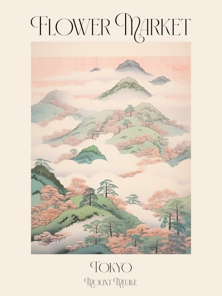 Flower Market Mount Mitake In Tokyo, Japanese Landscape 1 Poster