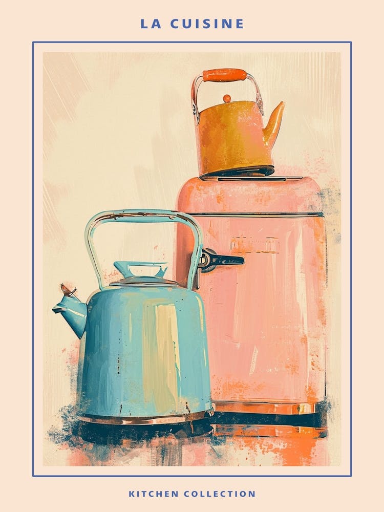 Retro Kitchen Appliances Painting Poster