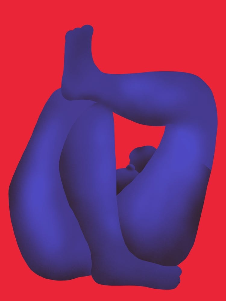 Woman In Blue And Red