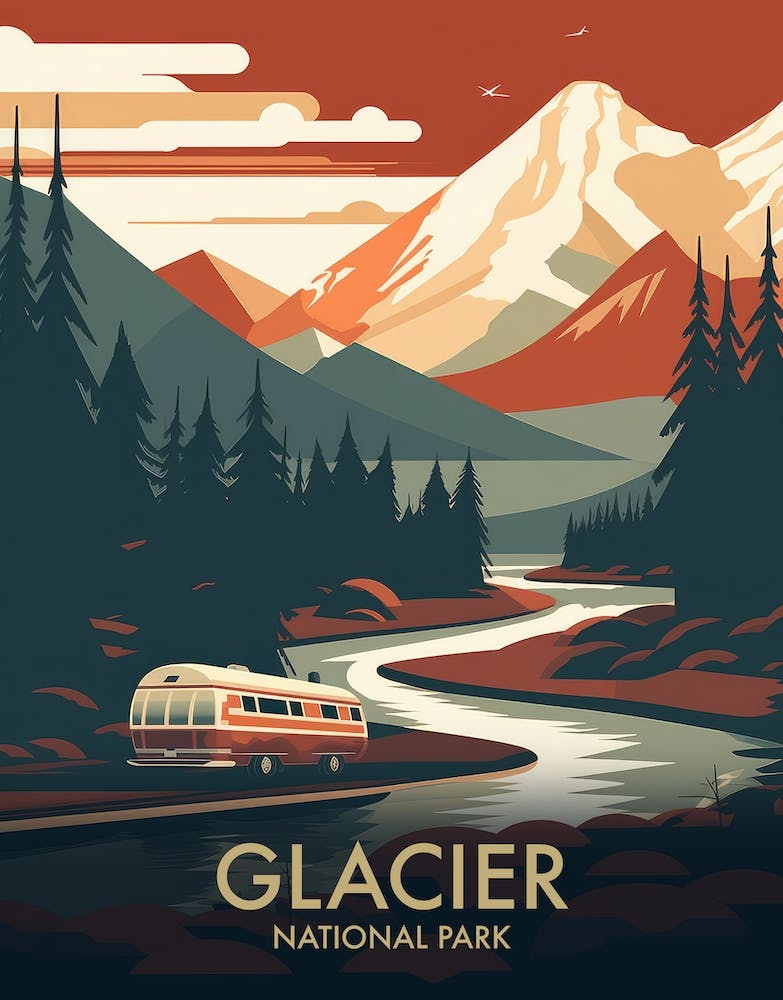 Glacier National Park Vintage Travel Poster 14